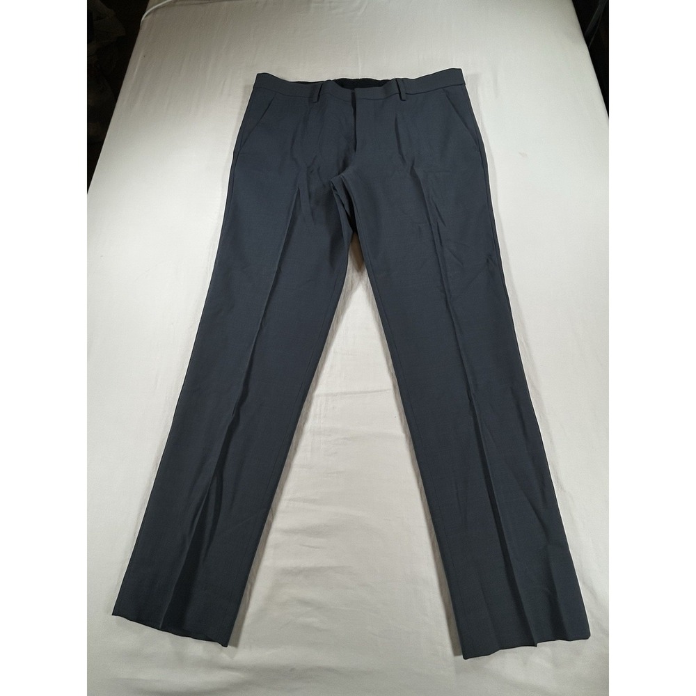 Express Dress Pants Mens 31x30 Extra Slim Fit Wool Blend Dusty Blue Modern Tech